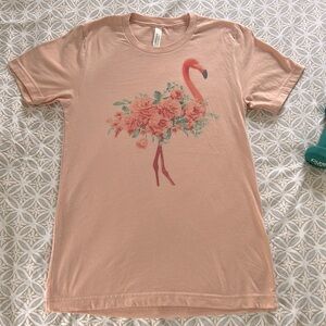 Sweet Flamingo and flowers women’s fun tee
